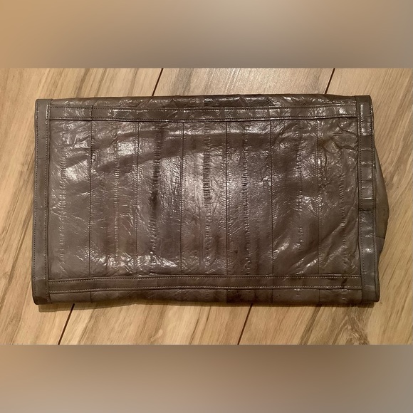 vintage FOUR XL POCKETS under flap 100% Eelskin Large Clutch EDC - Picture 5 of 9